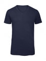 Heren T-shirt V Hals B&C Triblend TM057 Heather Navy